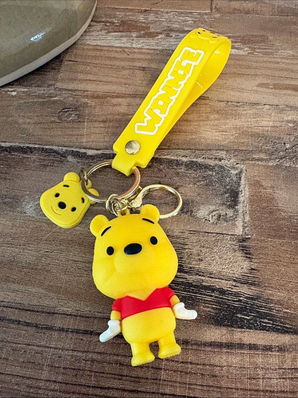 NWT Disney Yellow Winnie the Pooh Keychain with Red Shirt